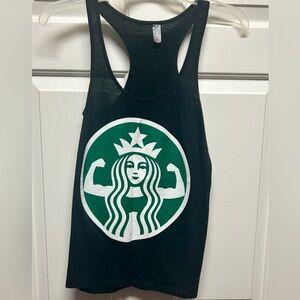Star Emblem Black Racerback Tank Top - Green & White Logo